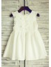 Ivory Cotton Flower Girl Dress With Bows Ivory Cotton Flower Girl Dress With Bows